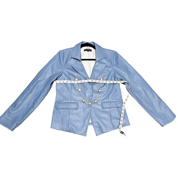Central Park West Faux Leather Double-Breasted Blazer Jacket L - Picture 9 of 9